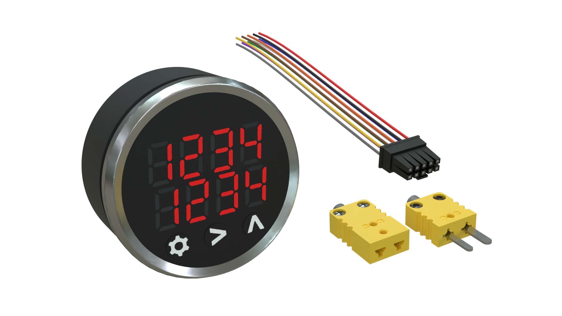2Channel Dual Round Digital EGT or CHT Pyrometer Gauge Display
